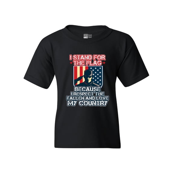 I Stand For Flag I Respect Fallen Love My Country DT Youth Kids T-Shirt Tee