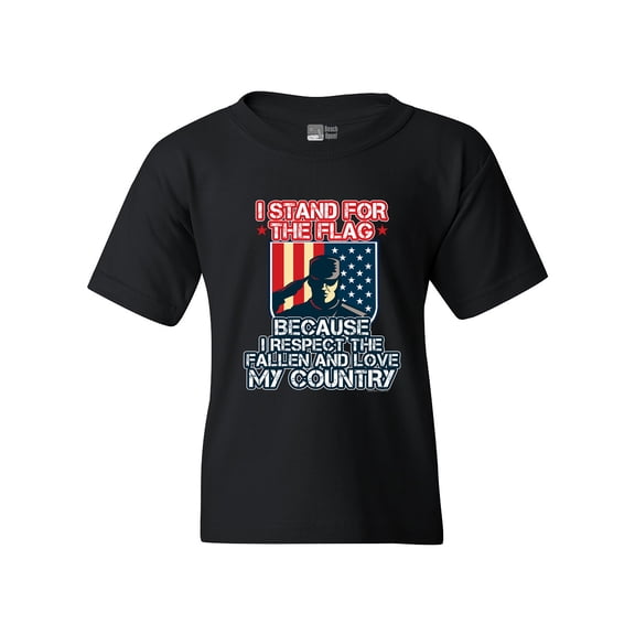 I Stand For Flag I Respect Fallen Love My Country DT Youth Kids T-Shirt Tee