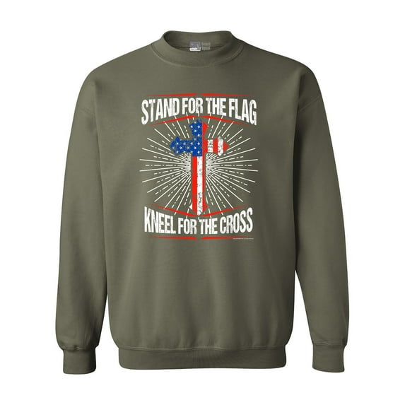 I Stand For Flag Kneel For Cross American Flag USA DT Crewneck Sweatshirt