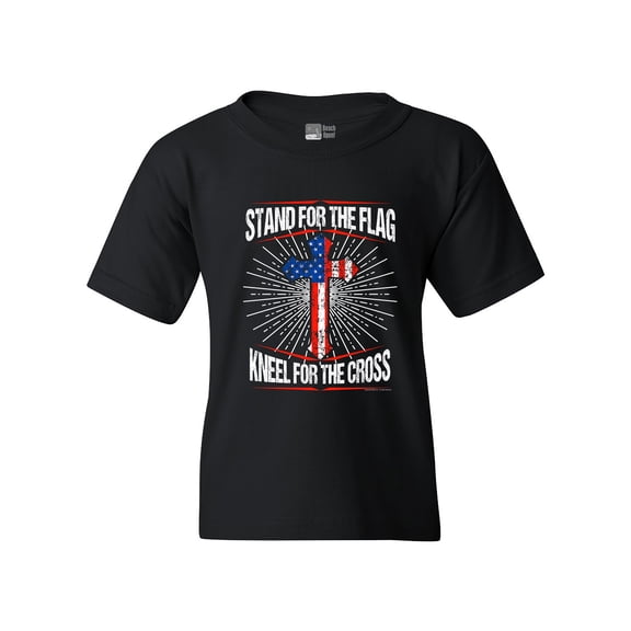 I Stand For Flag Kneel For Cross American Flag USA DT Youth Kids T-Shirt Tee
