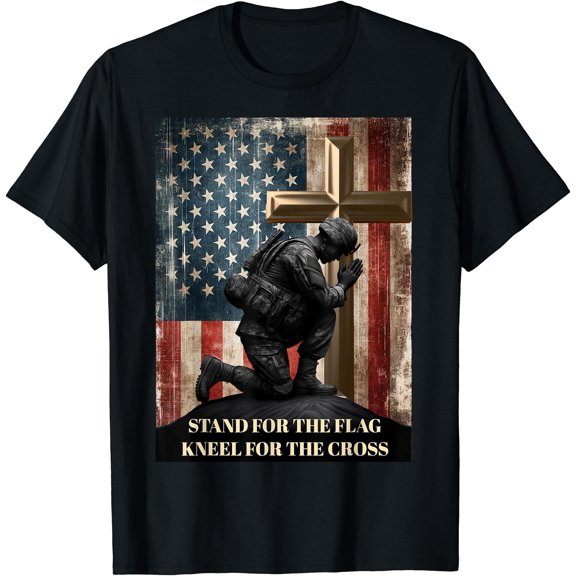 I Stand For The Flag And Kneel For The Cross US Flag USA T-Shirt