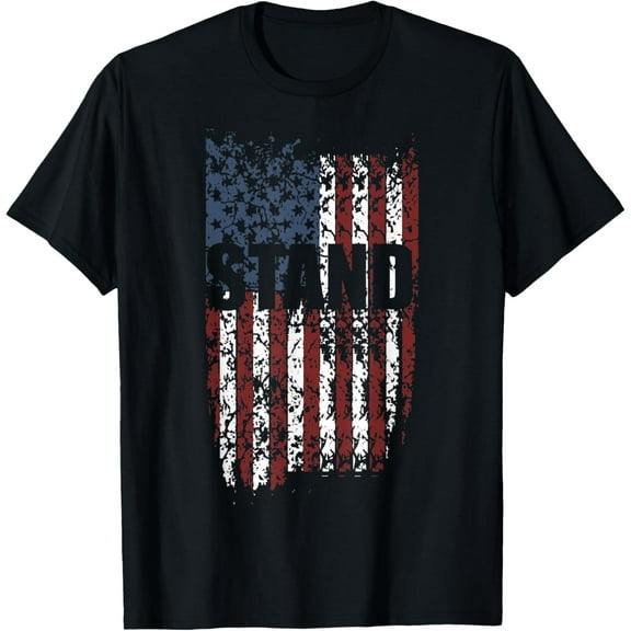 I Stand For The Flag Anthem Patriotic Distressed T-Shirt mens t shirt，black，women，funny，misfits，men，journey