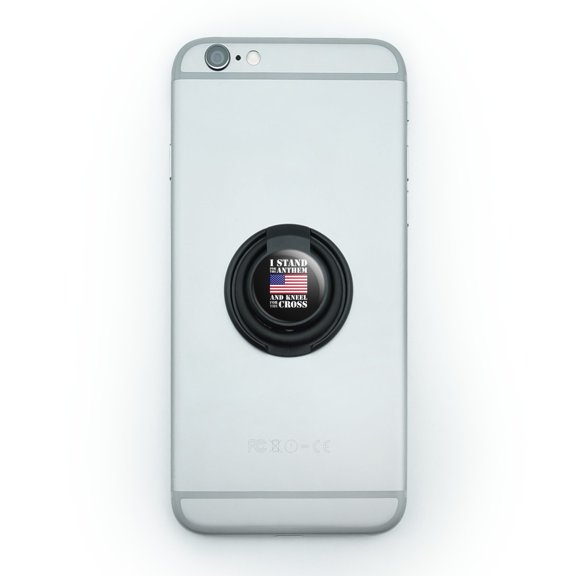 I Stand For The Flag Kneel Cross USA American Flag Patriotic Mobile Smart Phone Finger Ring Grip Holder Stand