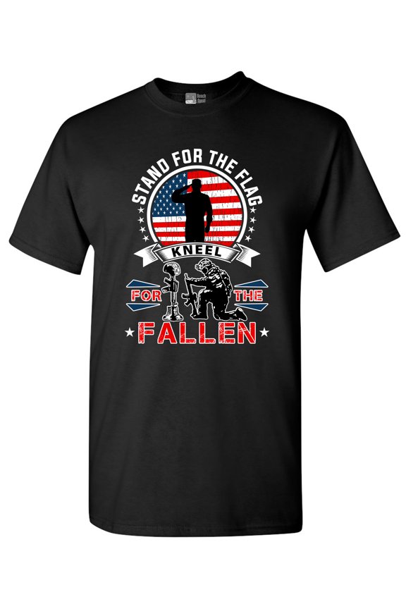I Stand For The Flag Kneel For The Fallen USA Patriotic DT Adult T-Shirt Tee