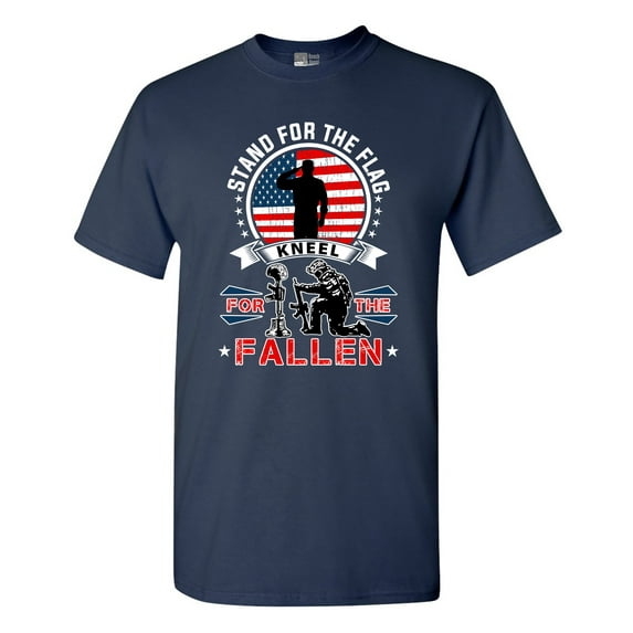 I Stand For The Flag Kneel For The Fallen USA Patriotic DT Adult T-Shirt Tee