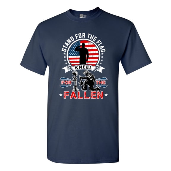 I Stand For The Flag Kneel For The Fallen USA Patriotic DT Adult T-Shirt Tee