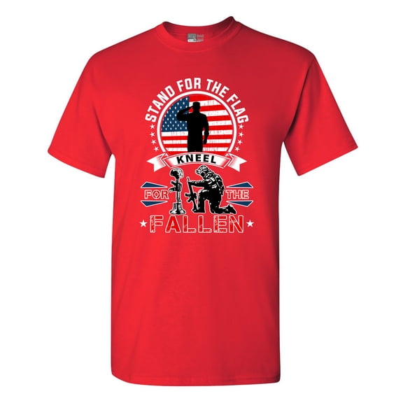 I Stand For The Flag Kneel For The Fallen USA Patriotic DT Adult T-Shirt Tee