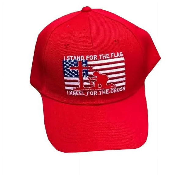 I Stand For the Flag, I Kneel For The Cross Hat Cap (Red)