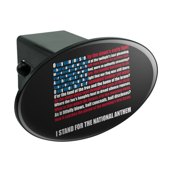 I Stand USA National Anthem Star-Spangled Banner American Flag Patriotic Oval Tow Trailer Hitch Cover Plug Insert