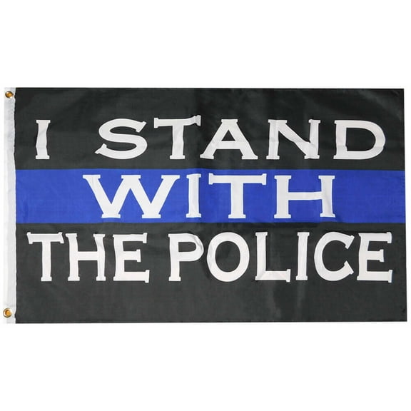 I Stand With The Police Blue Line Militant Fist USA 3X5 Flag Rough Tex® 100D