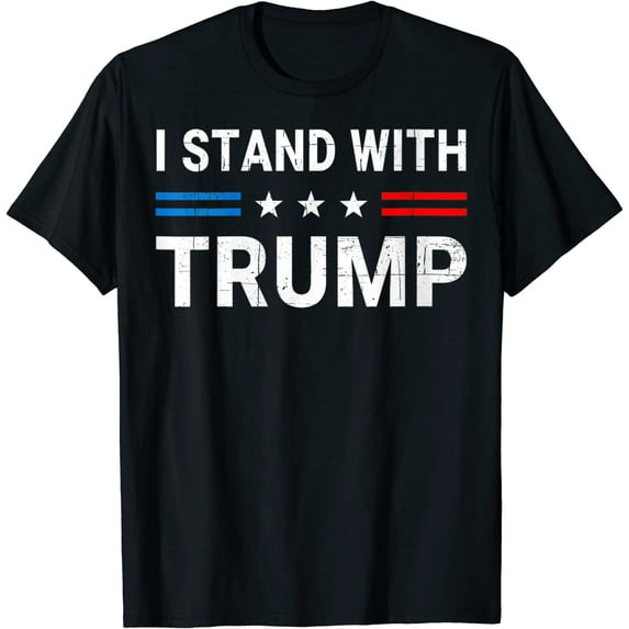 I Stand With Trump American Flag Men Woman USA Vintage T-shirt Casual Graphics Tops Summer Gift Tee Black Medium