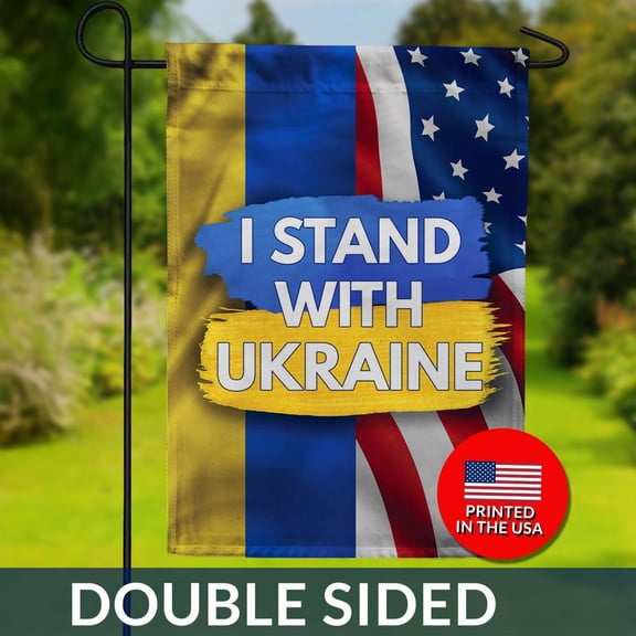 I Stand With Ukraine Flag Ukraine USA Unity Outdoor Decor 1