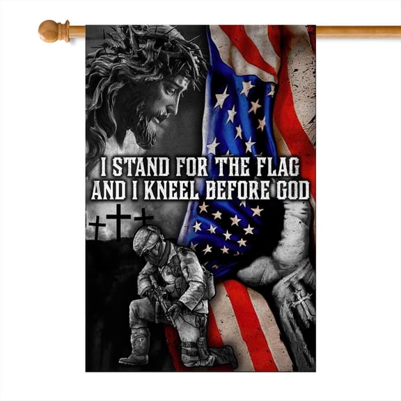 I Stand for The Flag I Kneel Before God Flag Veteran (28" x 40") USA House Flag Premium Decorative Yard Outdoor Flags