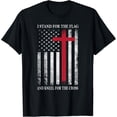 thumbnail image 1 of I Stand for the Flag and Kneel for the Cross Shirt USA Flag T-Shirt, 1 of 4