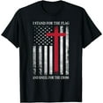 thumbnail image 1 of I Stand for the Flag and Kneel for the Cross Shirt USA Flag T-Shirt, 1 of 3