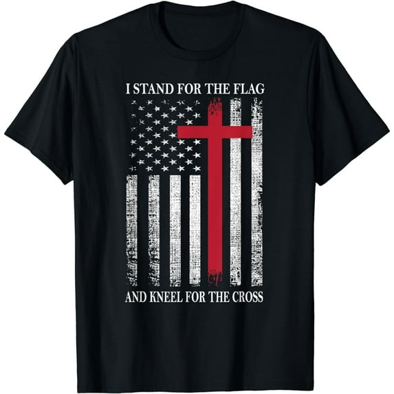 I Stand for the Flag and Kneel for the Cross Shirt USA Flag T-Shirt