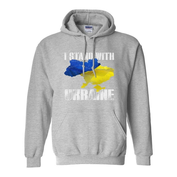 I Stand with Ukraine Ukrainian Country Map Logo Pride DT Sweatshirt Hoodie