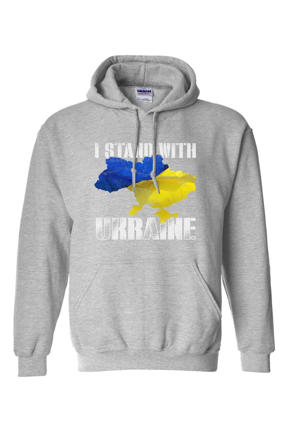 I Stand with Ukraine Ukrainian Country Map Logo Pride DT Sweatshirt Hoodie