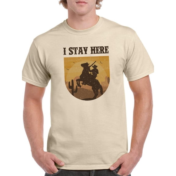 I Stay Here Cowboy Silhouette T-Shirt Men -Smartprints Designs, Male Small