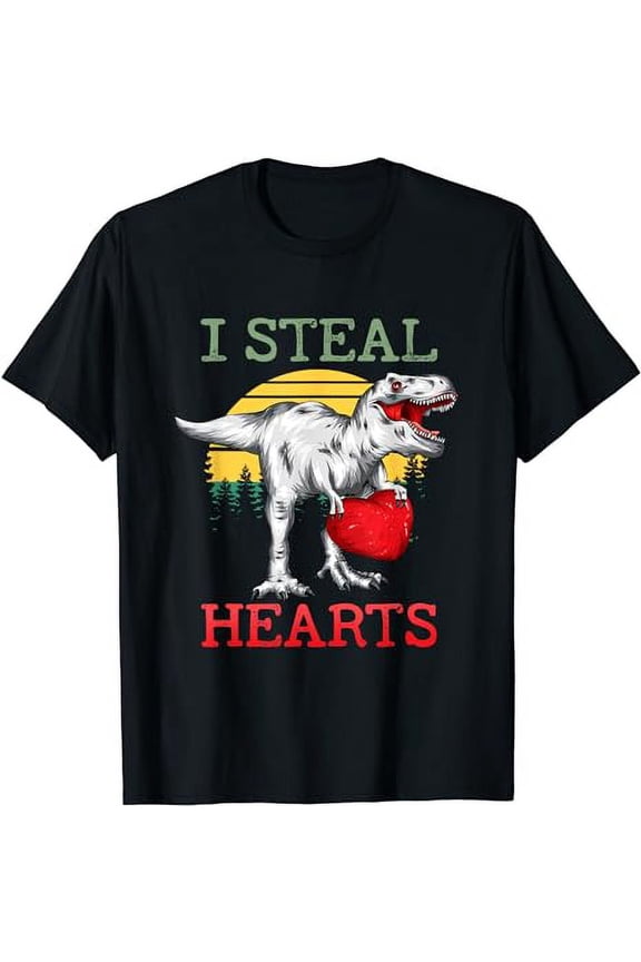 I Steal Hearts Tyrannosaurus Valentine's Day T-Shirt
