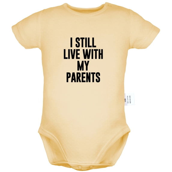 I Still Live with My Parents Funny Rompers For Babies, Newborn Baby Unisex Bodysuits, Infant Jumpsuits, Toddler 0-24 Months Kids One-Piece Oufits (Yellow, 6-12 Months)