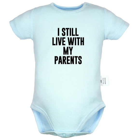 I Still Live with My Parents Funny Rompers For Babies, Newborn Baby Unisex Bodysuits, Infant Jumpsuits, Toddler 0-24 Months Kids One-Piece Oufits (Blue, 0-6 Months)