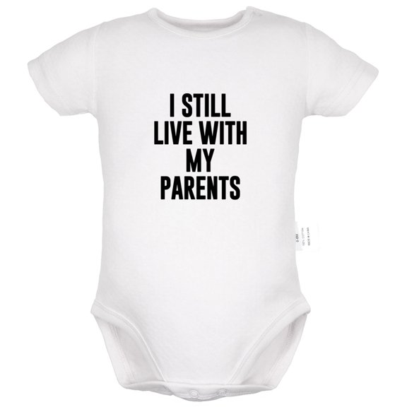 I Still Live with My Parents Funny Rompers For Babies, Newborn Baby Unisex Bodysuits, Infant Jumpsuits, Toddler 0-24 Months Kids One-Piece Oufits (White, 6-12 Months)