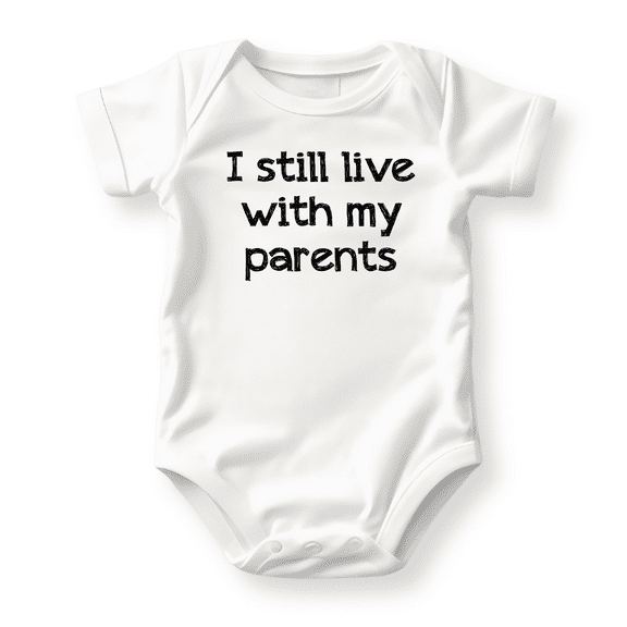 I Still Live With My Parents Baby Bodysuit, Newborn Outfit, Baby Clothes, Gift for Children 18m White