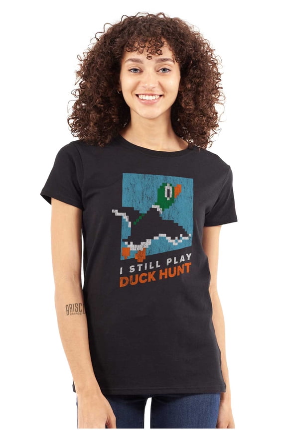 I Still Play Duck Hunt Cooking Fisher Womens Slim Fit Graphic Tee Brisco Brands M