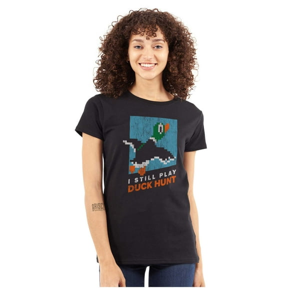 I Still Play Duck Hunt Cooking Fisher Womens Fitted Plus Size Graphic Tee Brisco Brands 2X