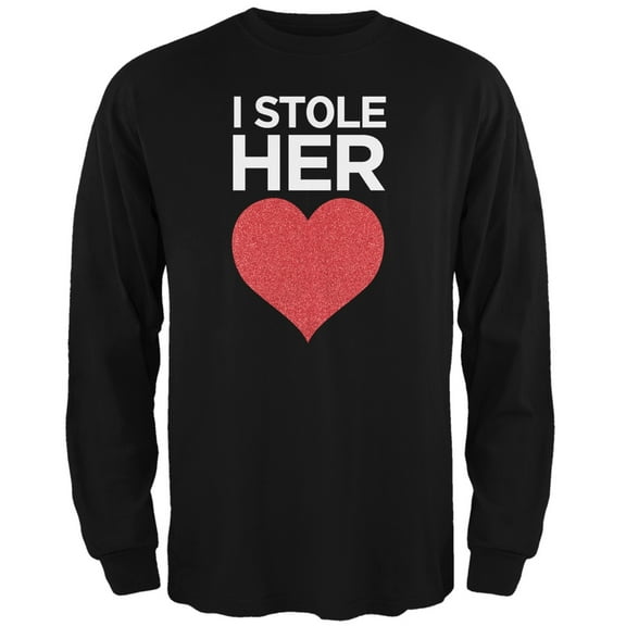 I Stole Her Heart Black Adult Long Sleeve T-Shirt - Large