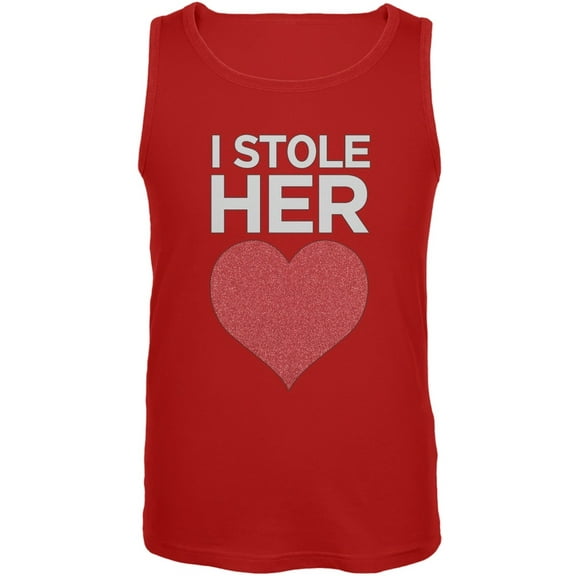 I Stole Her Heart Red Mens Tank Top - Large