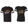 thumbnail image 1 of I Stole Her Heart So I am Stealing His Last name Matching Couple Cotton Jerseys (Men Black / Women Black) (Men S / Women XXL), 1 of 3
