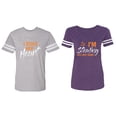 thumbnail image 1 of I Stole Her Heart So I am Stealing His Last name Matching Couple Cotton Jerseys (Men Heather / Women Purple) (Men M / Women XXL), 1 of 3