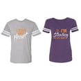 thumbnail image 1 of I Stole Her Heart So I am Stealing His Last name Matching Couple Cotton Jerseys (Men Heather / Women Purple) (Men S / Women XXL), 1 of 3
