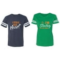 thumbnail image 1 of I Stole Her Heart So I am Stealing His Last name Matching Couple Cotton Jerseys (Men Navy / Women Green) (Men XXL / Women XXL), 1 of 3