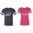 thumbnail image 1 of I Stole Her Heart So I am Stealing His Last name Matching Couple Cotton Jerseys (Men Navy / Women Pink) (Men L / Women M), 1 of 3