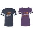 thumbnail image 1 of I Stole Her Heart So I am Stealing His Last name Matching Couple Cotton Jerseys (Men Navy / Women Purple) (Men M / Women XXL), 1 of 3