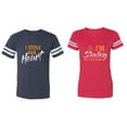 thumbnail image 1 of I Stole Her Heart So I am Stealing His Last name Matching Couple Cotton Jerseys (Men Navy / Women Red) (Men XXL / Women L), 1 of 3