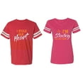thumbnail image 1 of I Stole Her Heart So I am Stealing His Last name Matching Couple Cotton Jerseys (Men Red / Women Pink) (Men M / Women XXL), 1 of 3