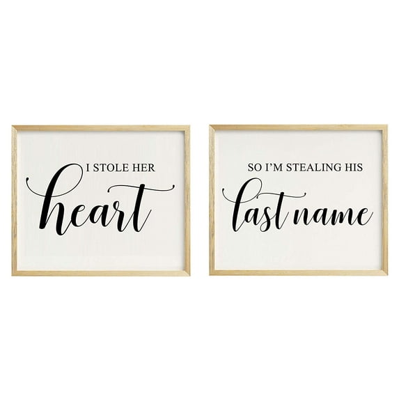 I Stole Her Heart, So I'm Stealing His Lastname Wedding Party Sign Signage Party Print - Frame Not Included