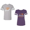 thumbnail image 1 of I Stole Her Heart So I am Stealing His Last name Unisex Couple Matching Cotton Jersey style T-Shirt Contrasting stripes on sleeves (Men Heather / Women Purple) (Men XL / Women XL), 1 of 3