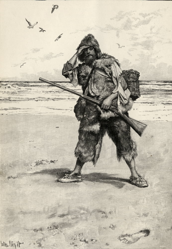 I Stood Like One Thunderstruck Illustration By Walter Paget From Robinson Crusoe By Daniel Defoe Published By Cassell And Company 1896 Canvas Art - Ken Welsh Design Pics (12 x 18)