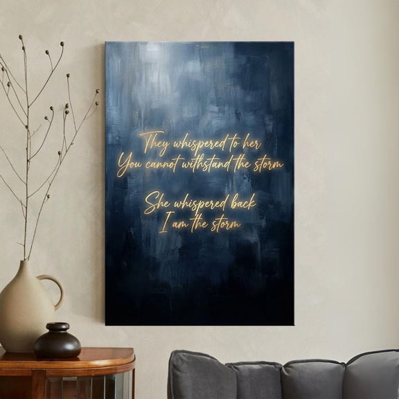 I Am The Storm Print, She Whispered Back Quote Wall Art, Navy Blue And Gold Decor, Empowering Women Gift, Motivational Office Sign Poster, Poster Only