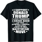 SASSALILLY I Support Donald Trump I Love Freedom I Drink Beer T-shirt Casual Graphics Tops Summer Gift Tee Black Large