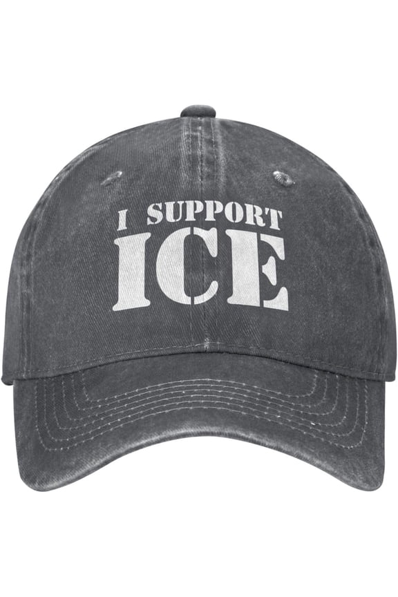 I Support Ice Hat I Stand with Ice Hat Trucker Cap for Men Women Black