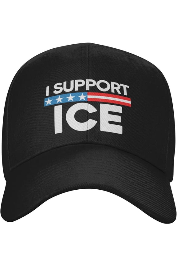 I Support Ice Hat I Stand with Ice Hat Trucker Cap for Men Women Black