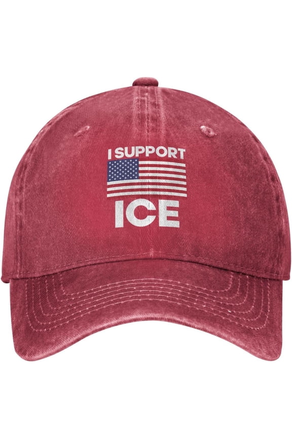 I Support Ice Hat I Stand with Ice Hat Trucker Cap for Men Women Black