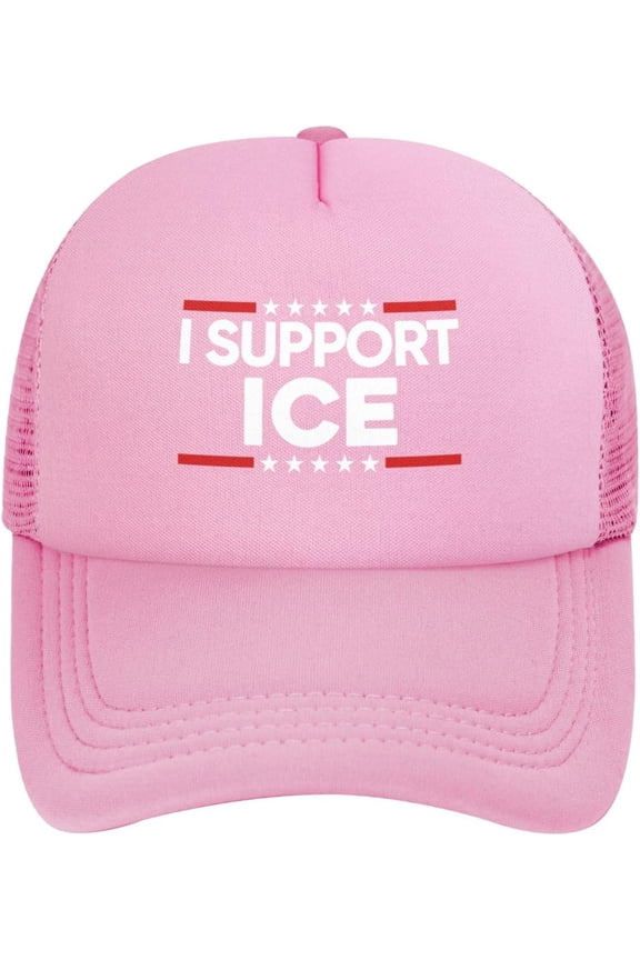 I Support Ice Hat I Stand with Ice Hat Trucker Mesh Cap for Men Women Black