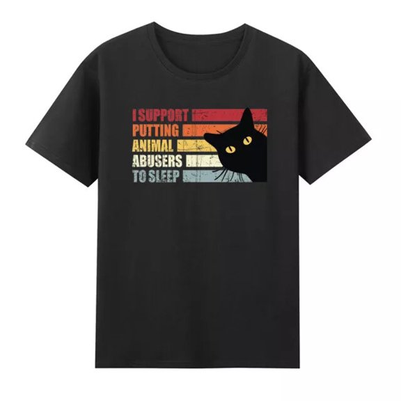 I Support Putting Animal Abusers To Sleep Black Cats Rescue Vigilante T-Shirt